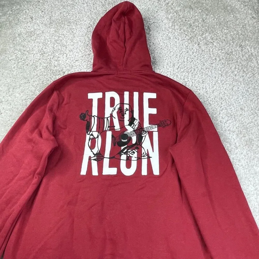 True Religion Red Dahlia Full Zip Up Hoodie Big Graphic Logo Buddha